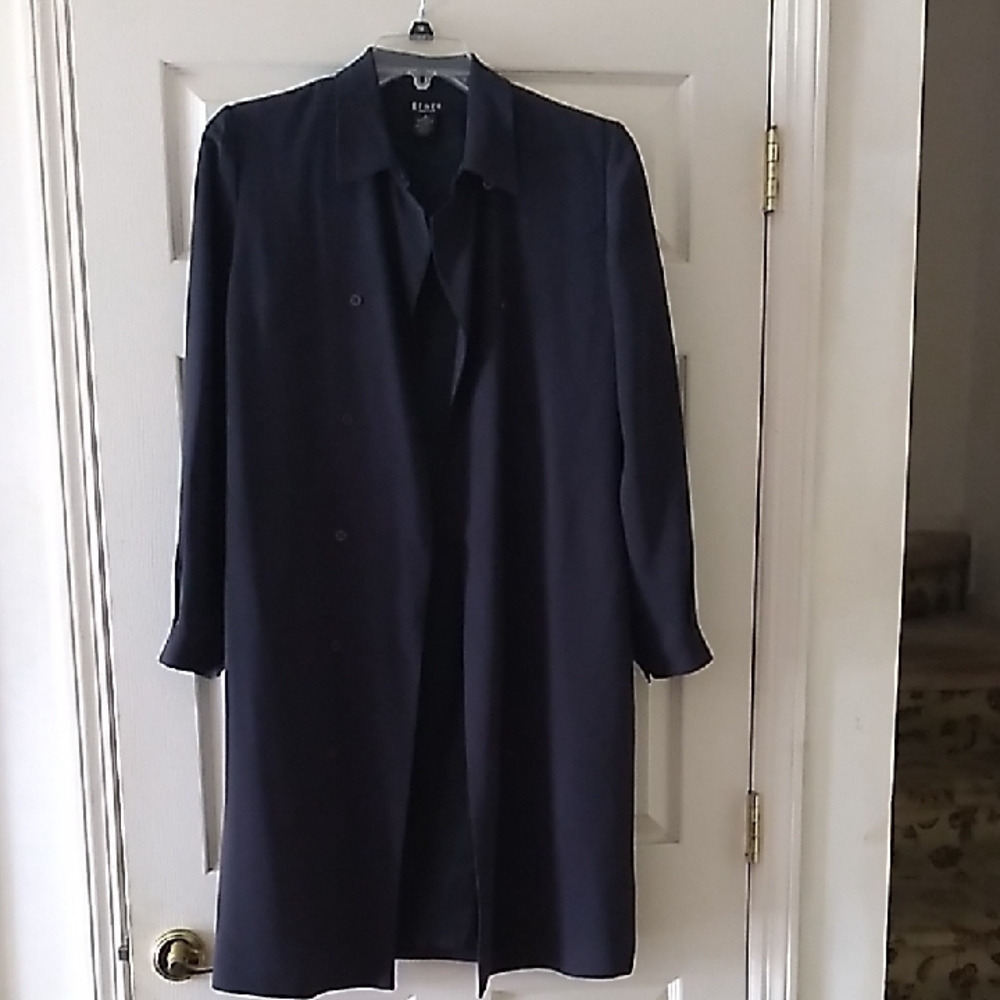 Ellen Tracy Navy Blue Long Coat